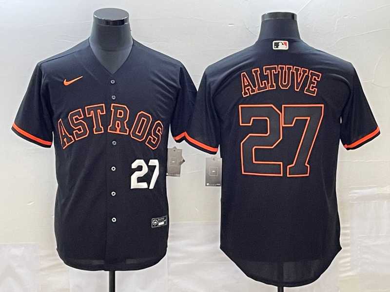 Men's Houston Astros #27 Jose Altuve Number Lights Out Black Fashion Stitched MLB Cool Base Nike MLB Jersey